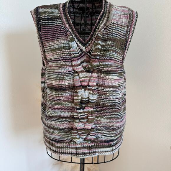 Rails Brixton Striped Knit Sweater Vest Forest Space Dye Medium - Picture 4 of 13